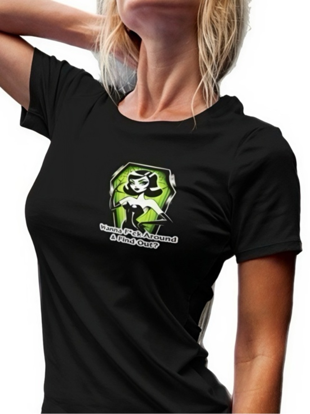 The Blind Medium | Black & Green Goth Babe Graphic T Shirt Sleeve Shirt